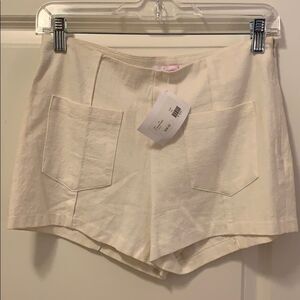 NWT HenriGirl High Waisted Ivory Linen Shorts